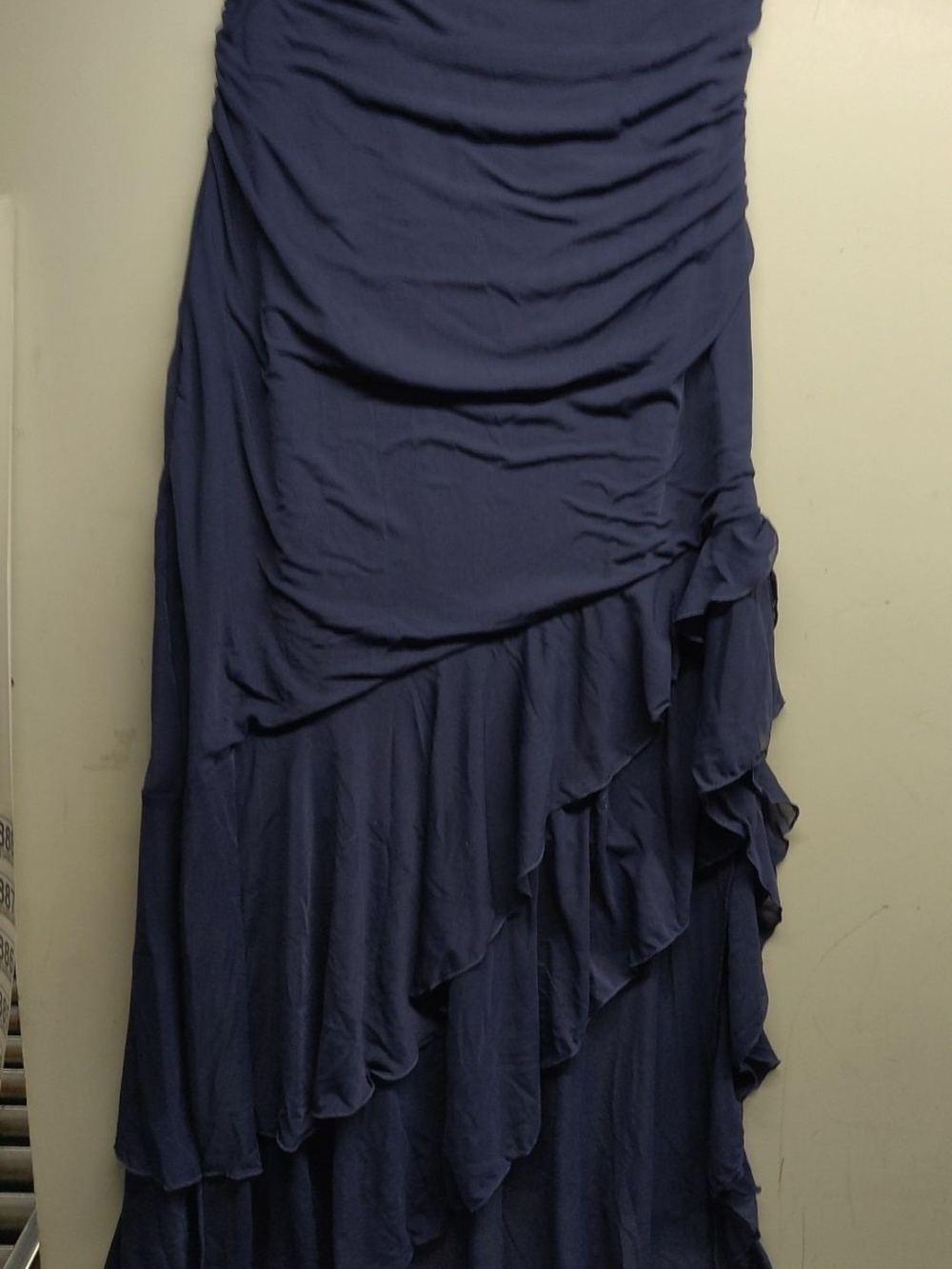 Navy Ruched Ruffle Maxi Dress - Women - Picture 2 of 3